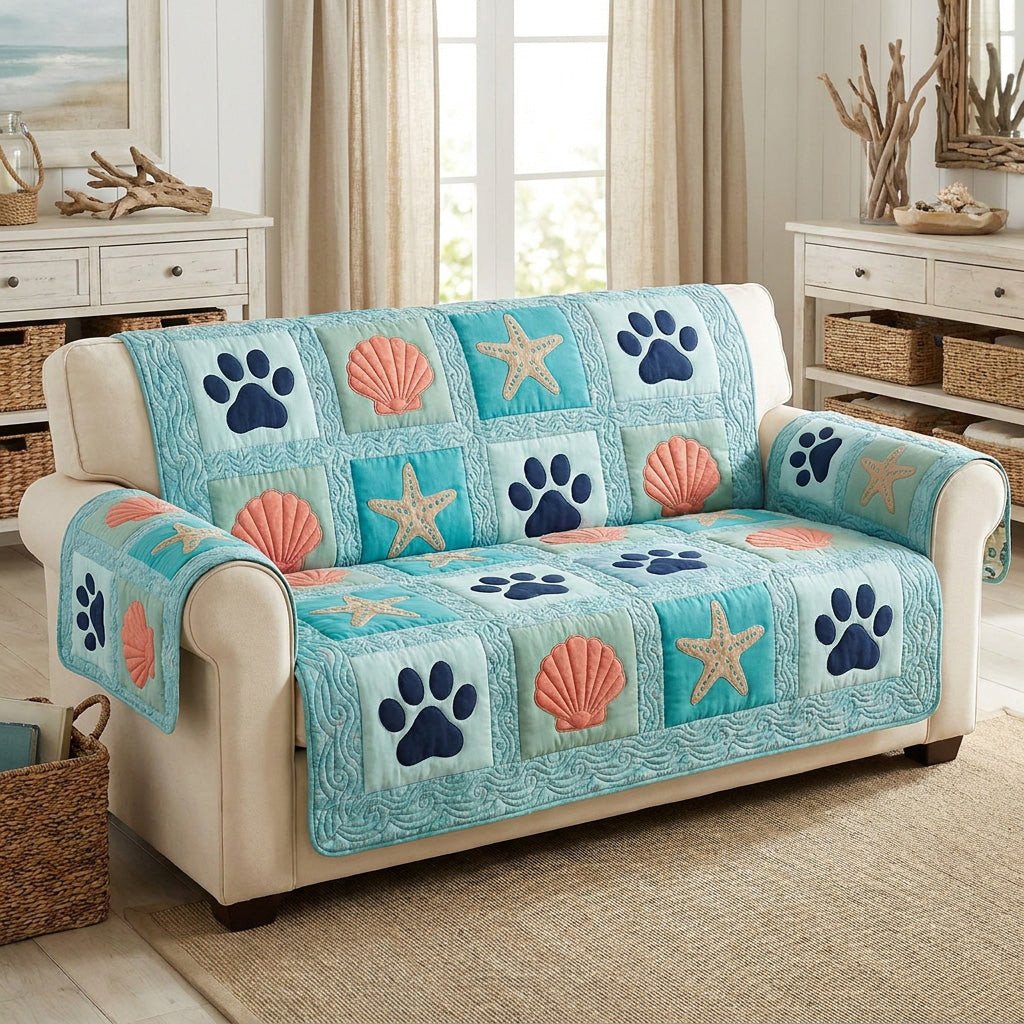 Coastal Paws Quilted Sofa Cover Unique Home Decor Gifts For Grandma