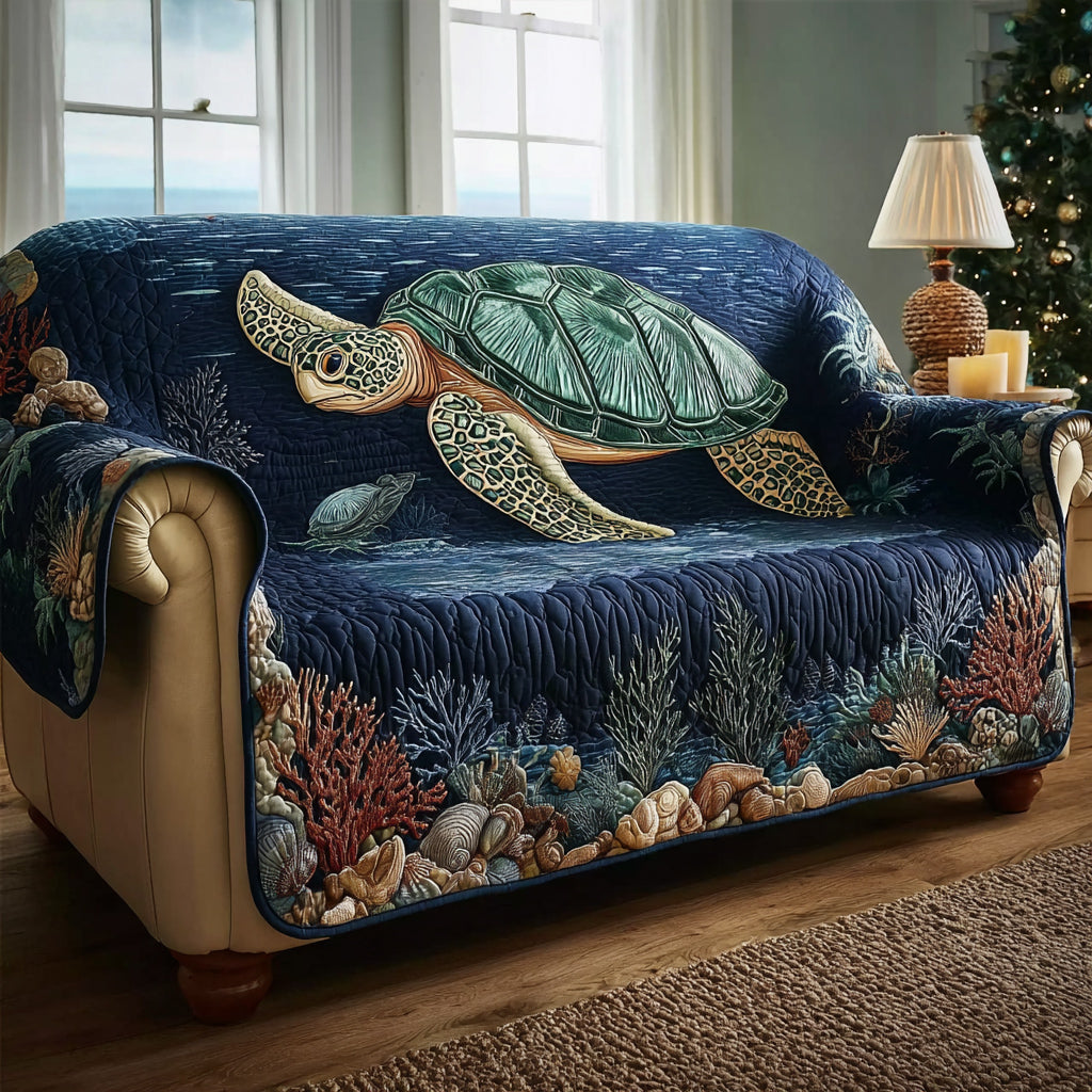 Deep Ocean Quilted Sofa Cover Ocean Lovers Sofa Cover Father_s Day Gifts