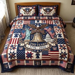 Liberty Bell Eagle Americana Quilted Bedding Set 250 Years Bedding Set Gifts For Her