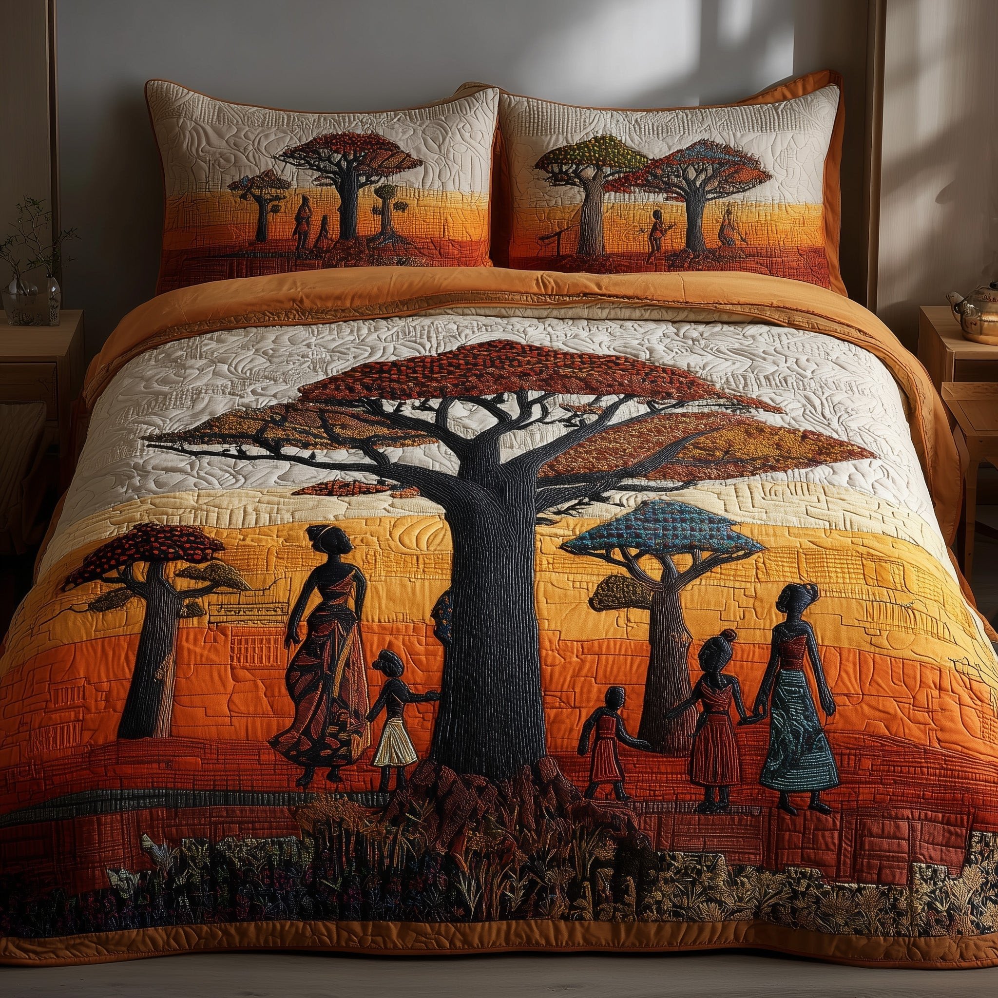 African Dream Quilted Bedding Set African American Heritage Bedding Set House Warming Gifts