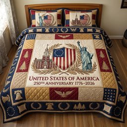 Heritage Patch Quilted Bedding Set United States Of America Bedding Set Gifts For 4Th Of July