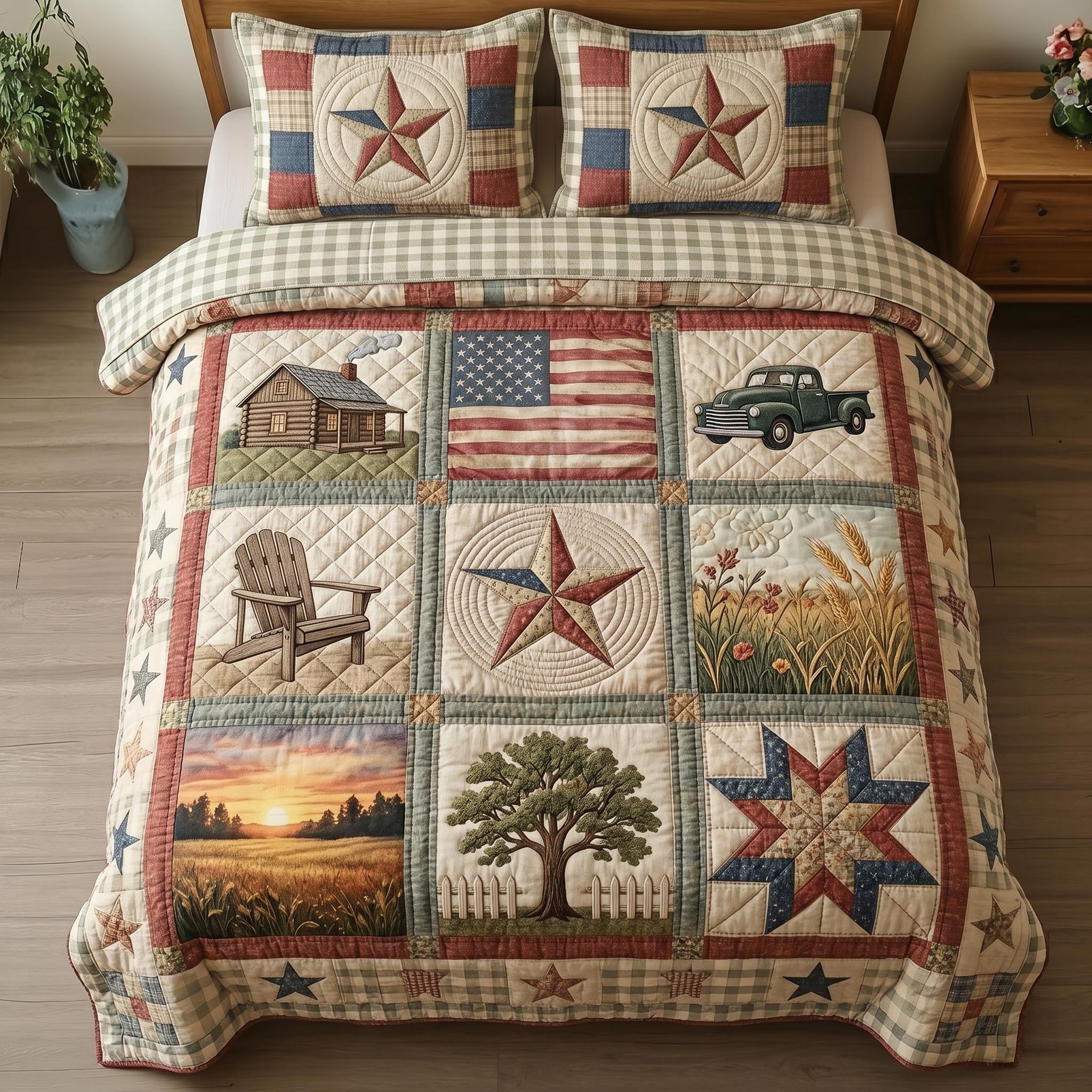250th Anniversary Quilted Bedding Set 250 Years Bedroom Decor Patriotic Gifts For Family