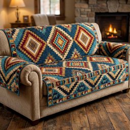 Desert Mosaic Quilted Sofa Cover Southwestern Sofa Cover Cool Gift For Her