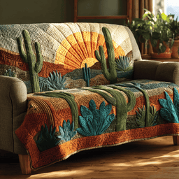 Cactus Bloom Quilted Sofa Cover Cactus Sofa Cover Southwest Style Gifts For Sister