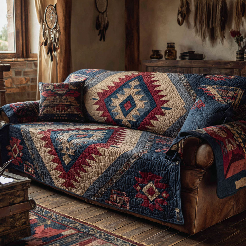 Desert Mirage Quilted Sofa Cover Southwestern Sofa Cover Gifts For Grandma