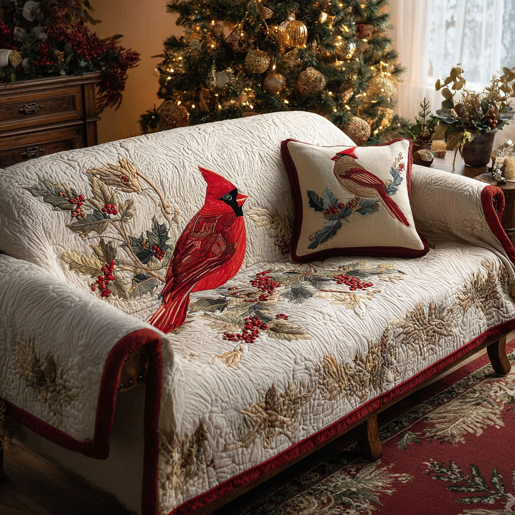 Cardinal Joy Quilted Sofa Cover Home Decor Ideas Best Dad_s Favorite Gifts