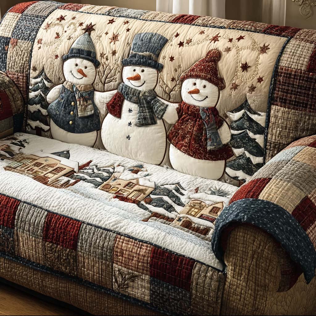 December Frost Quilted Sofa Cover Cozy Living Decor Gifts For New Home