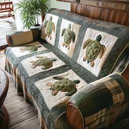 Celestial Shell Quilted Sofa Cover Turtle Picture Sofa Cover Gift For Turtle Owners