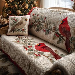 Cardinal Meadow Quilted Sofa Cover Unique Home Decor Cool Gift For Women