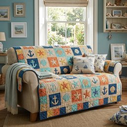 Coastal Living Quilted Sofa Cover Beach Style Couch Protector Gift For Girlfriend