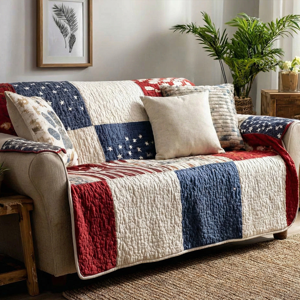 Classic Comfort Quilted Sofa Cover Vintage Americana Sofa Cover Gifts For New Home