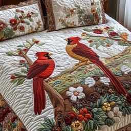 Cardinal Love Dance Quilted Bedding Set Aesthetic Room Ideas Gifts For Daughter
