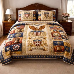 American Pride Quilted Bedding Set Patriotic USA Eagle Blanket Set Patriotic Gift Ideas