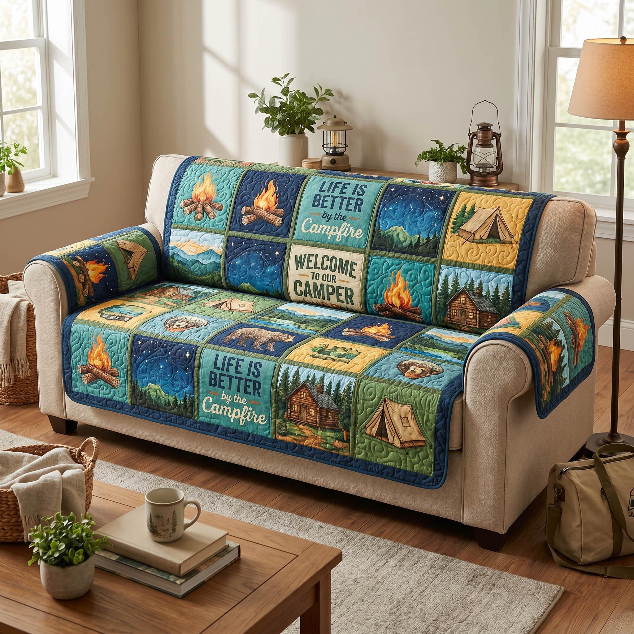 Camping Quilted Sofa Cover Life Is Better By The Campfire Sofa Cover Gifts For Friends