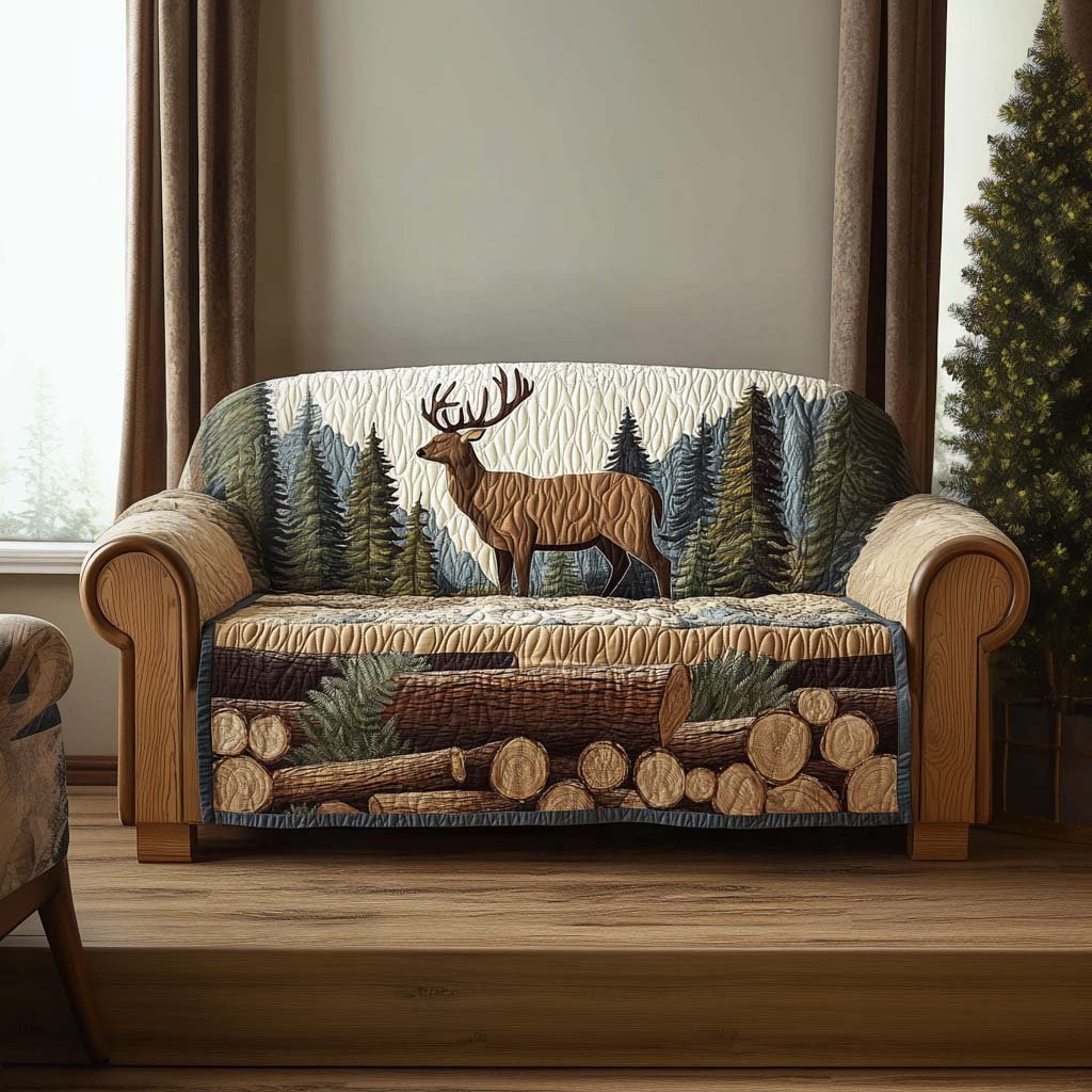 Calm Deer Quilted Sofa Cover Quilted Sofa Protector New Home Housewarming Gift