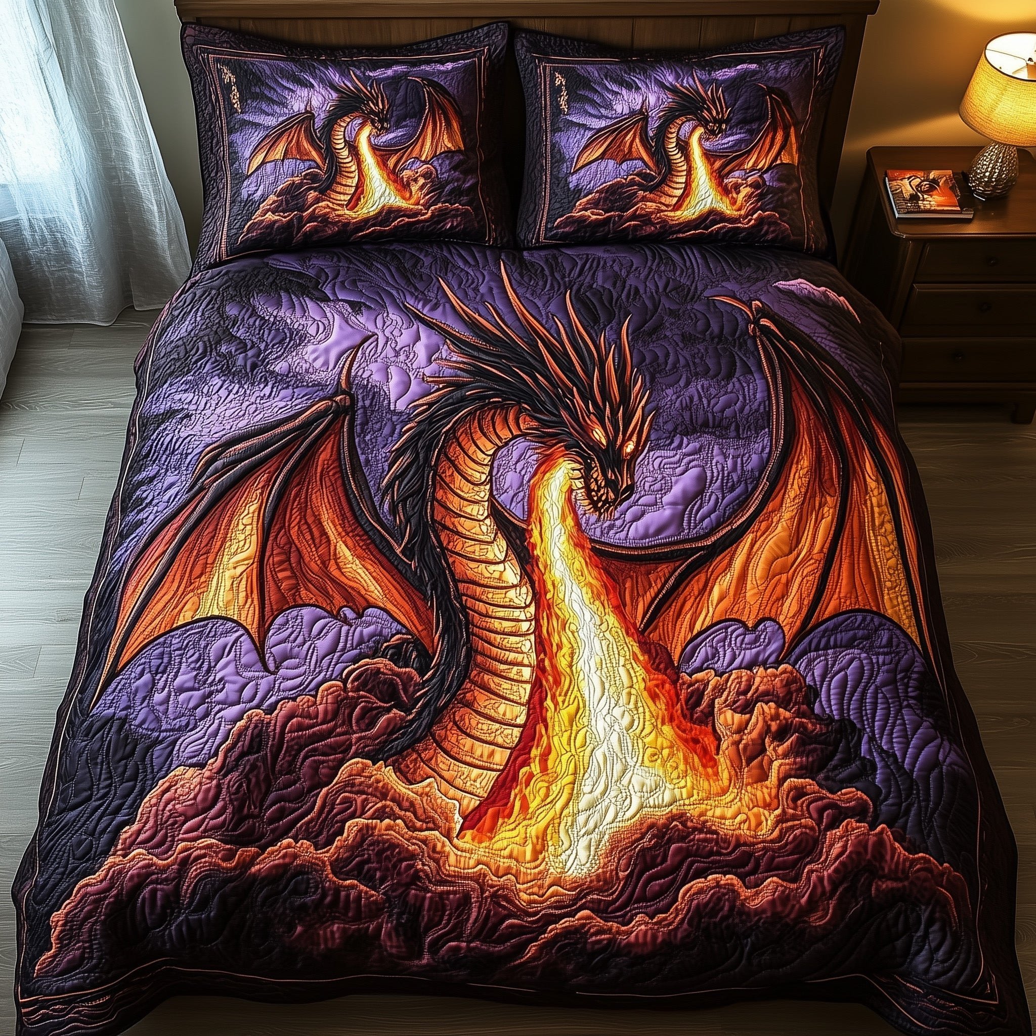 Flameborn Majesty Quilted Bedding Set Home Decor Ideas Gift For Girlfriend