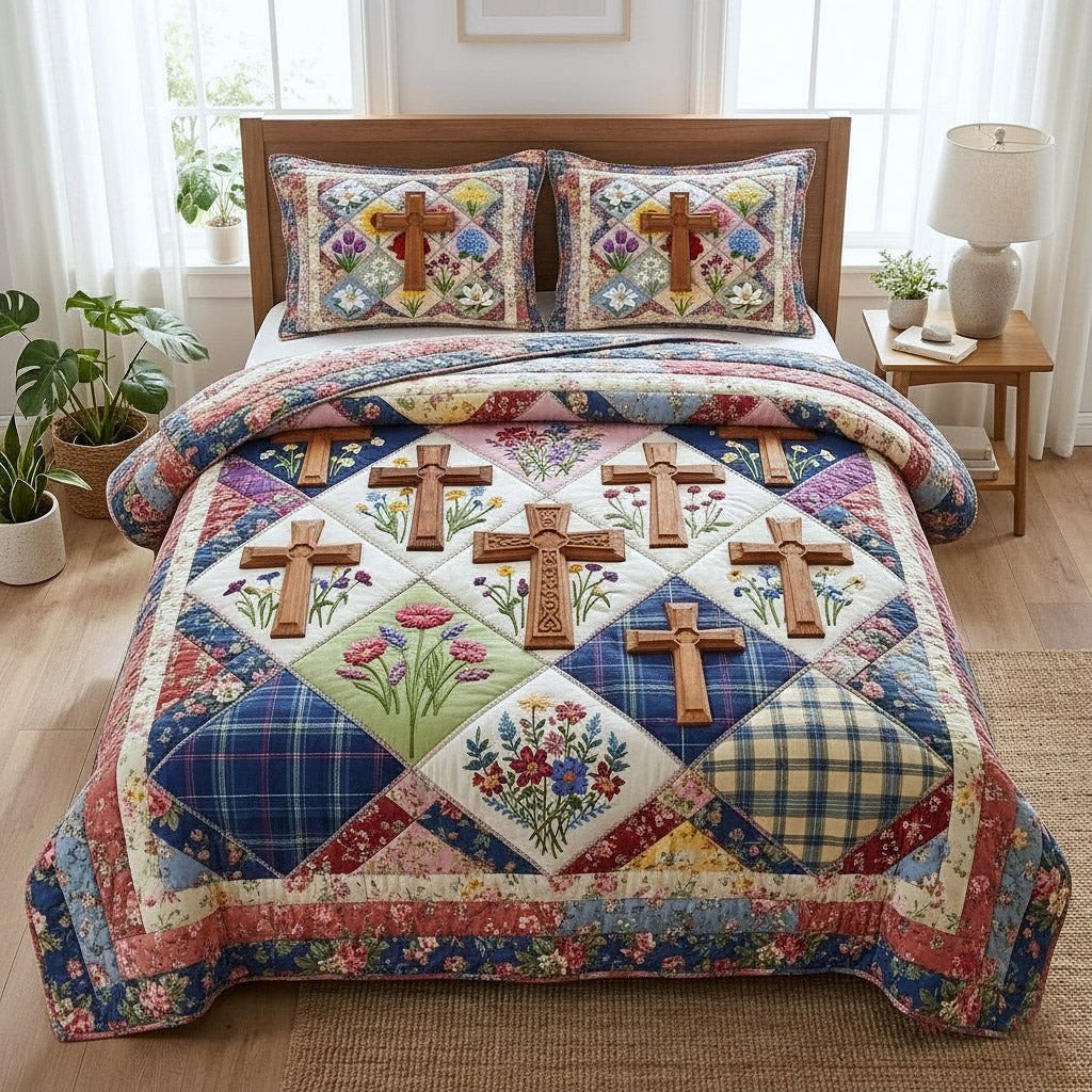 Faithful Sunrise Quilted Bedding Set God Is Good Bedding Set Christian Gifts For Family