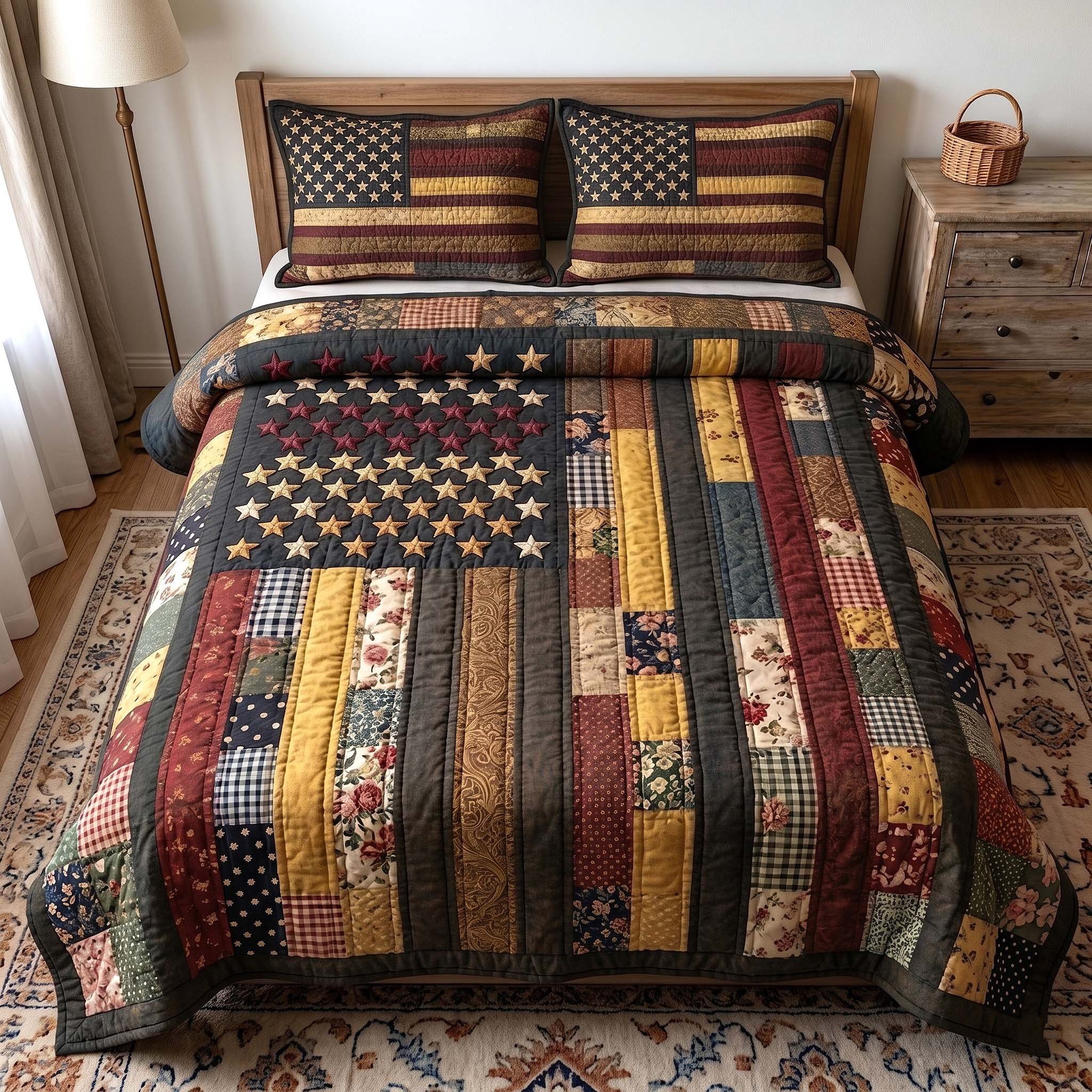 Liberty Legacy Quilted Bedding Set Vintage Patriotic Bedding 4th Of July Gifts