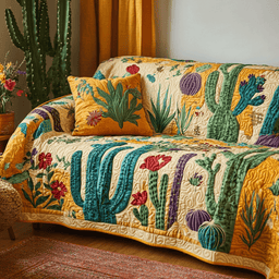 Cactus Spirit Quilted Sofa Cover Southwest Living Room Gifts For Friends
