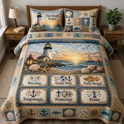 Beacon Of Hope Bible Quote Quilted Bedding Set Faith Bedding Set Christian Gift For Mom