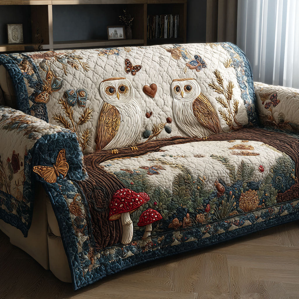 Forest Companions Quilted Sofa Cover Cozy Home Decor Best Gifts For Fathers