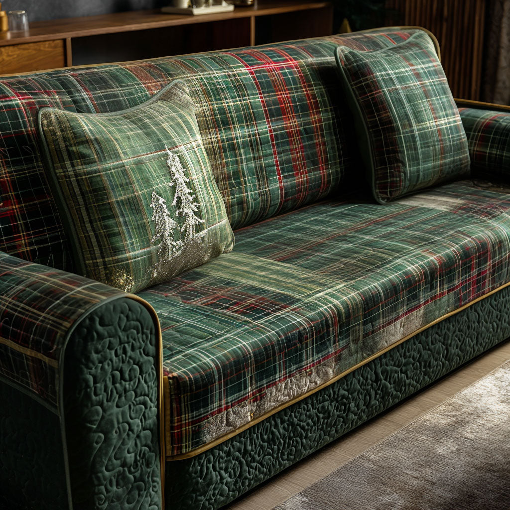 Evergreen Warmth Quilted Sofa Cover Cozy Home Decor Unique Gifts For Women