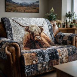 Couchland Highland Cow Quilted Sofa Cover Quilted Sofa Protector Gift For Cow Lovers