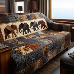 Calm Elephant Quilted Sofa Cover Unique Home Decor Elephant Lovers Gifts