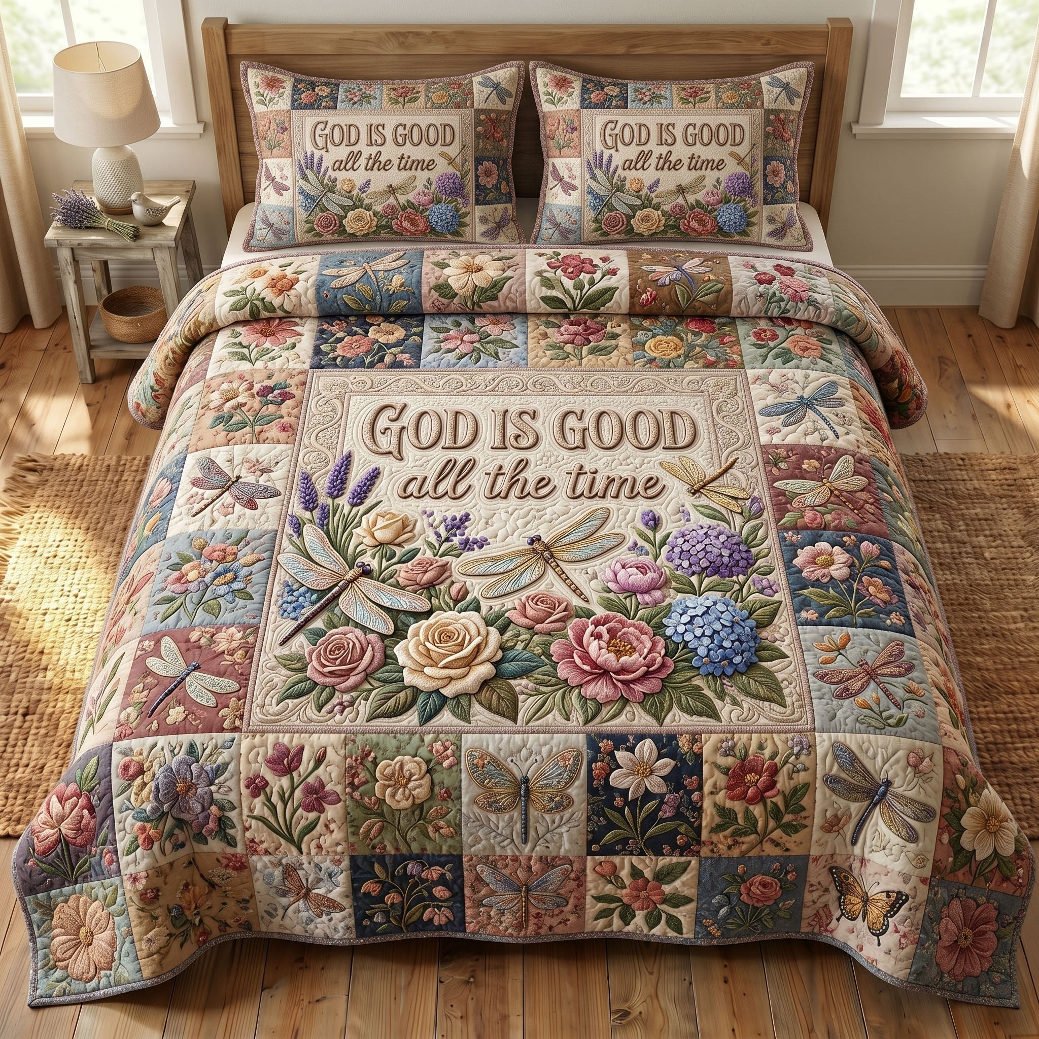 Christian Faith Quilted Bedding Set Religious Bedroom Decor Christian Gifts For Grandma