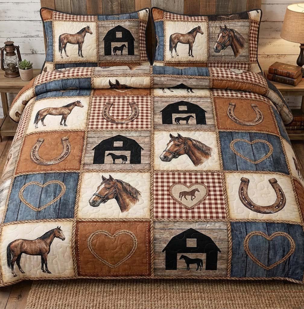 Farm Life Quilted Bedding Set Unique Room Decor Cool Gifts For Husband