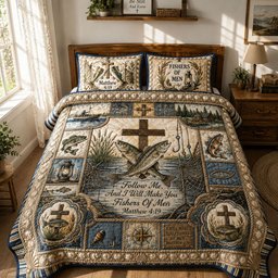 Fishers Of Men Christian Quilted Bedding Set Christian Bedding Set Cool Gifts For Dad