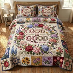 Christian Faith Quilted Bedding Set God Is Good All The Time Bedding Set Christian Gift For Dad