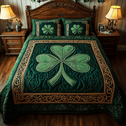 Celtic Shamrock Quilted Bedding Set House Decor Items Gifts For The Best Dad