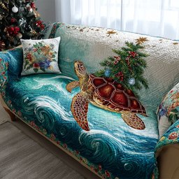 Coastal Christmas Turtle Quilted Sofa Cover Ocean Turtle Quilted Sofa Cover Gift For Son