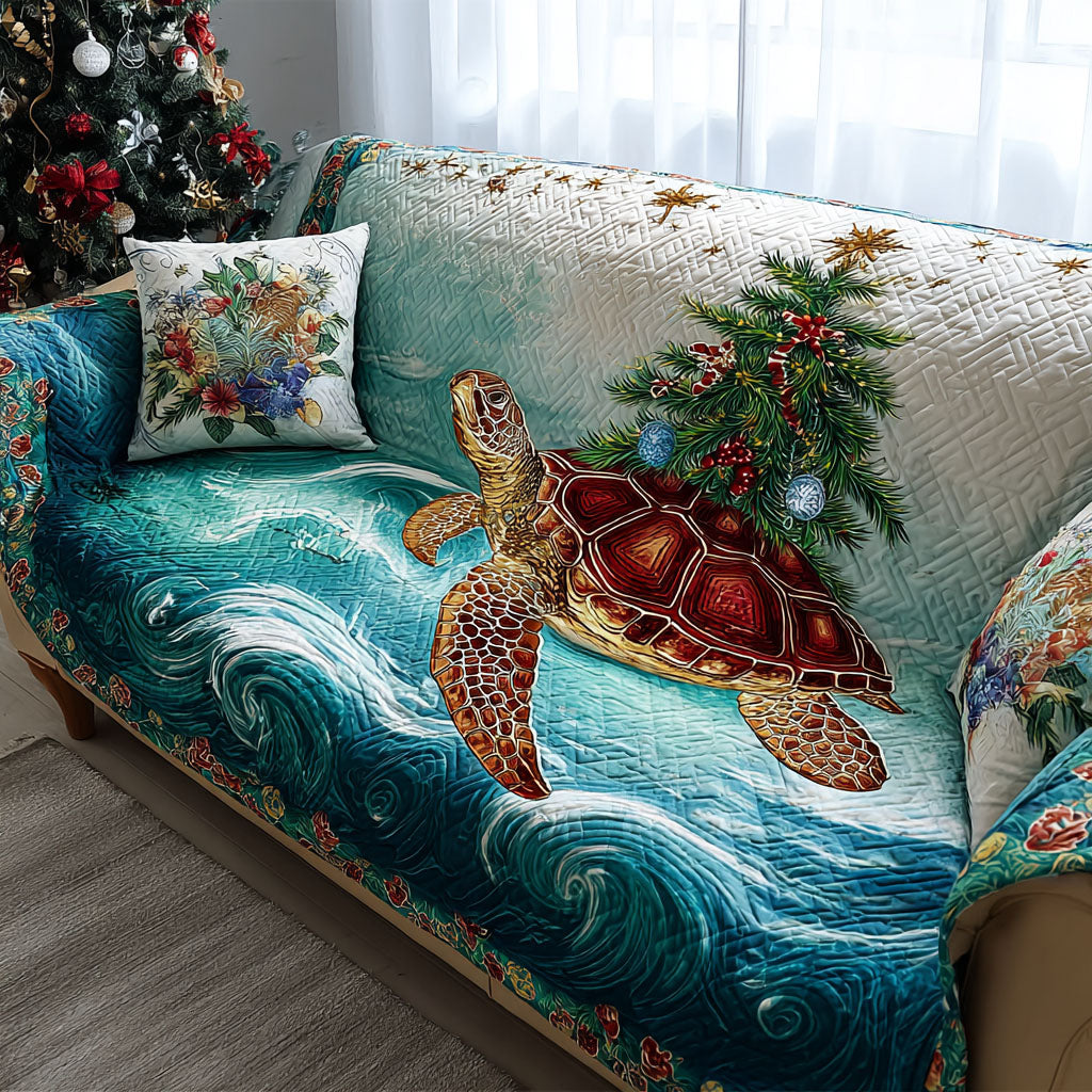 Coastal Christmas Turtle Quilted Sofa Cover Ocean Turtle Quilted Sofa Cover Gift For Son