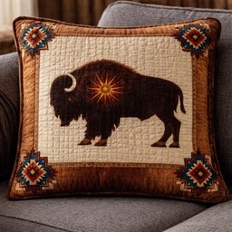 Native Bison Quilted Pillow Case Sofa Pillows House Warming Gifts