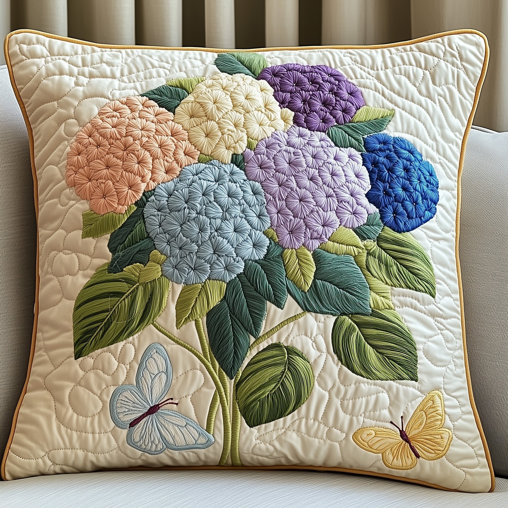 Midnight Hydrangea Dream Quilted Pillow Case Decorative Pillow Covers Gifts For Friends