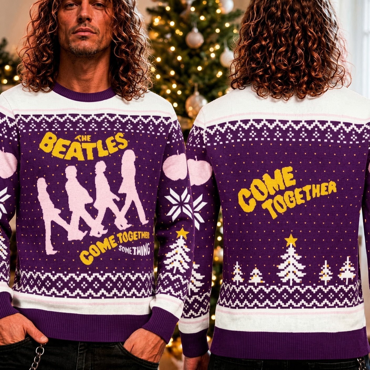 The Beatles Abbey Road Silhouette Come Together Ugly Christmas Sweater Beatles Wear