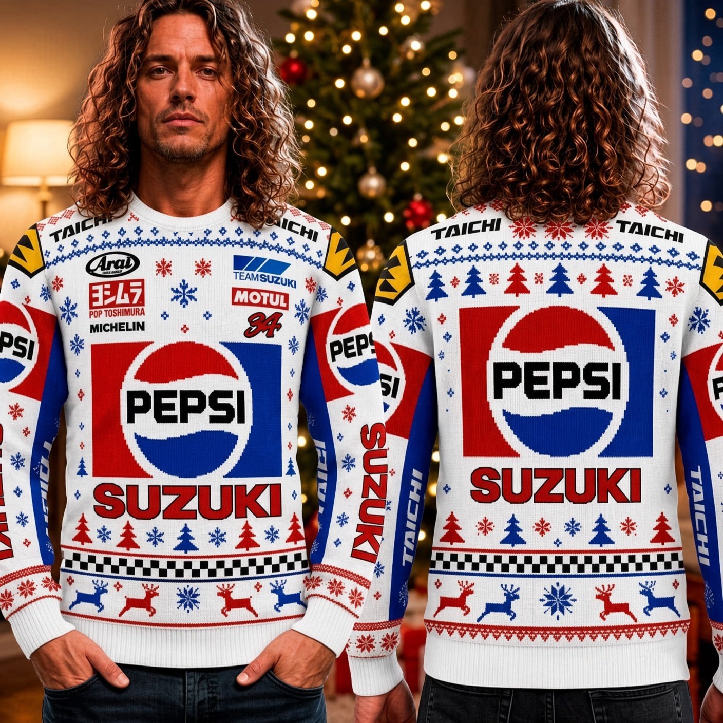 Suzuki Pepsi Racing Team Christmas Xmas Ugly Christmas Sweater Racing Team Xmas Gear