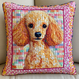 Pink Poodle Quilted Pillow Case Pet Picture Throw Pillows Dog Lover Gift