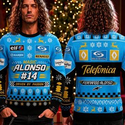 Fernando Alonso Renault F1 Racing Magic Alonso 14 Ugly Christmas Sweater F1 Xmas Wear