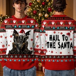 Avenged Sevenfold Hail To The Santa Ugly Christmas Sweater Avenged Sevenfold Holiday Gear
