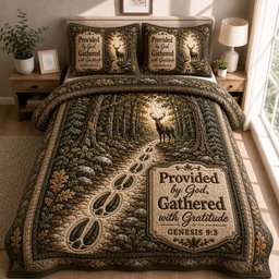 Provided By God Gathered With Gratitude Quilted Bedding Set Gift For Father