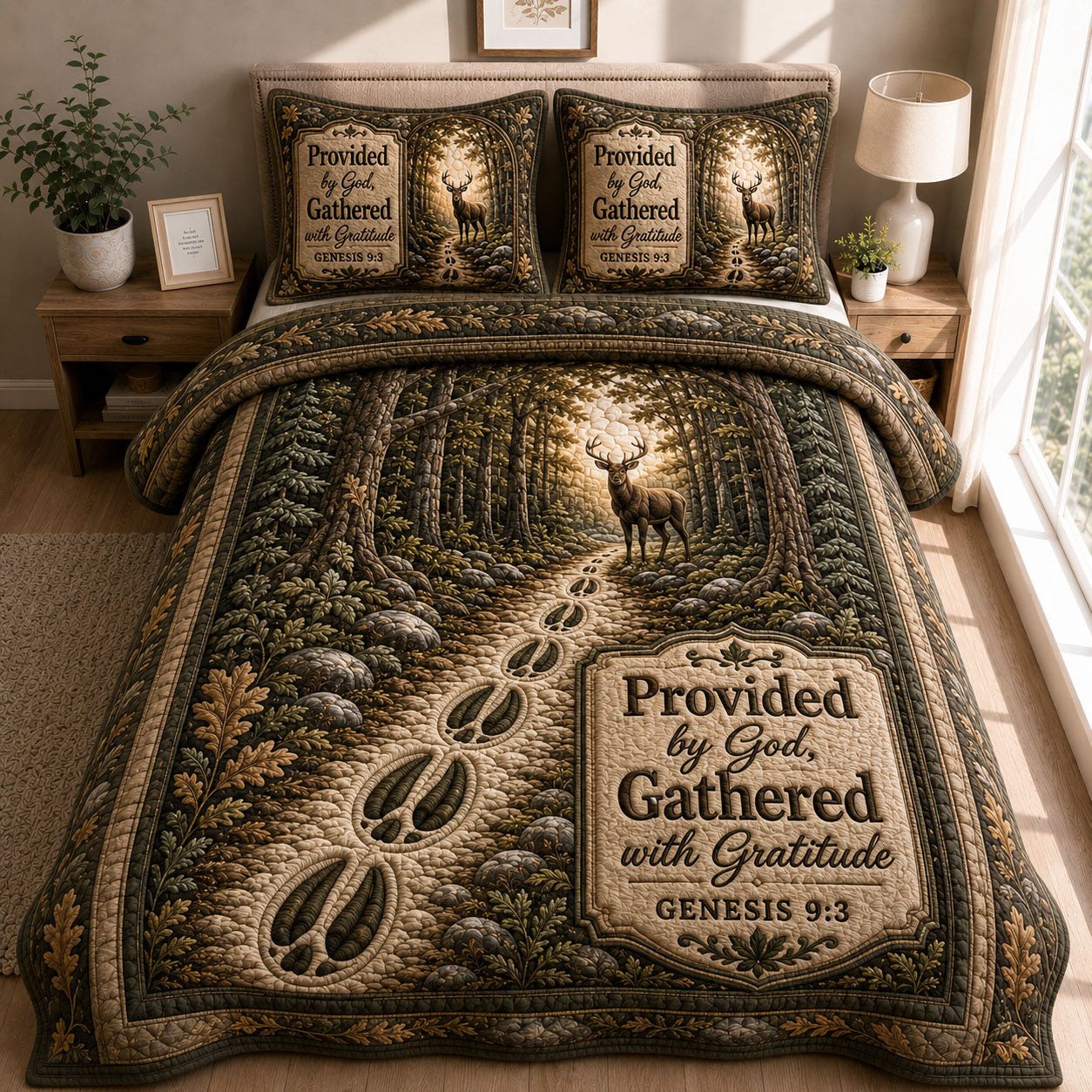 Provided By God Gathered With Gratitude Quilted Bedding Set Gift For Father