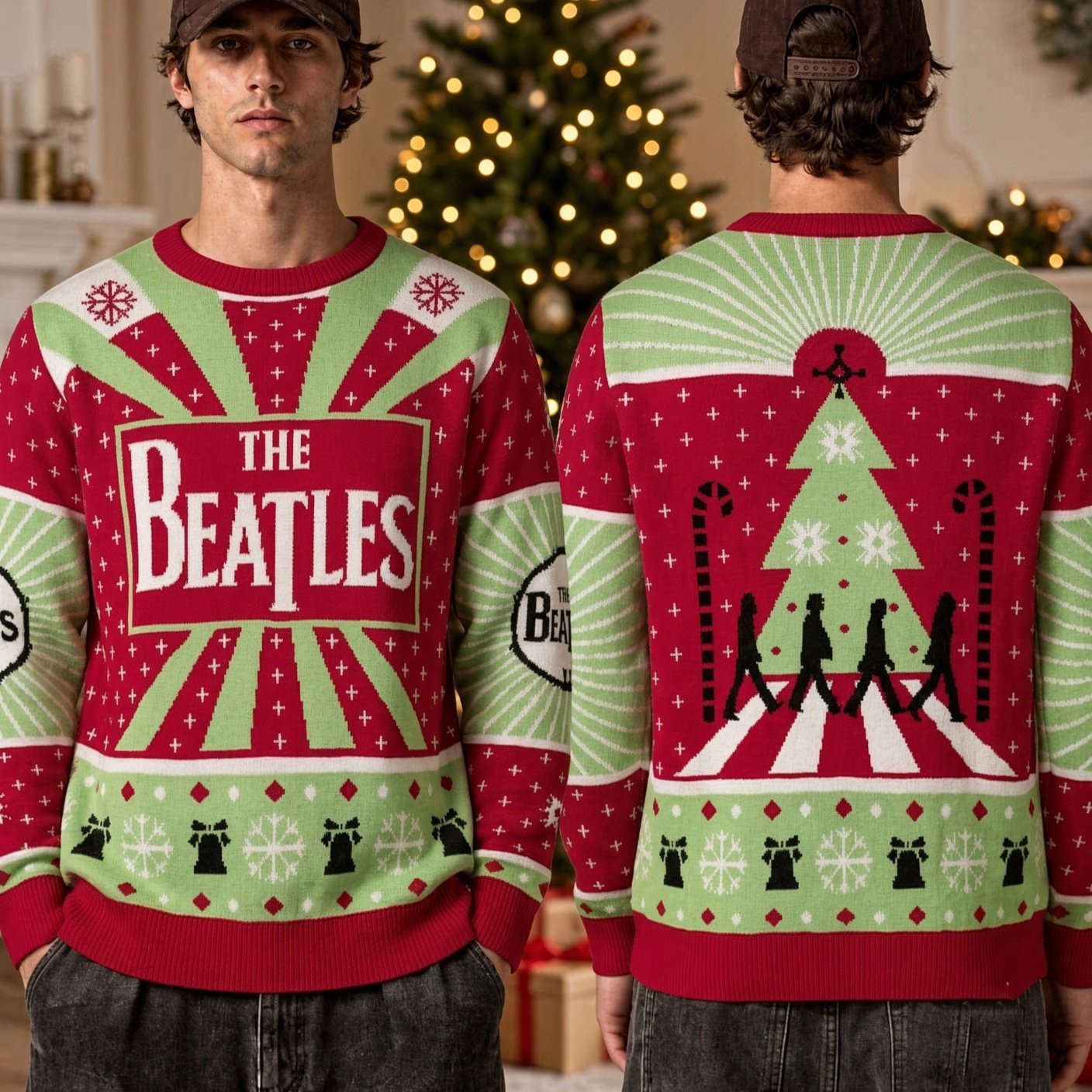 The Beatles Abbey Road Crossing Ugly Christmas Sweater The Beatles Xmas Clothes_(1)
