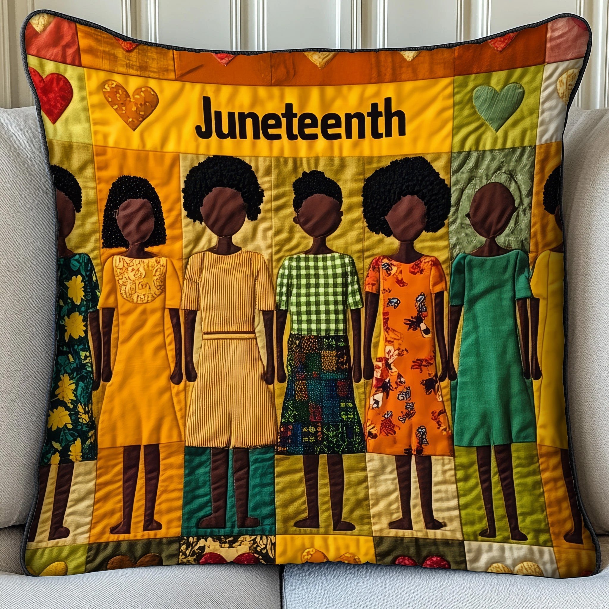 Juneteenth Quilted Pillow Case Black Queen Couch Pillows Unique Gift For Her