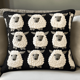 Black And White Sheep Quilted Pillow Case Cute Throw Pillows Gift For Sheep Lovers