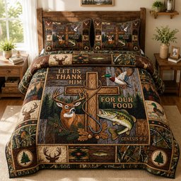 Let Us Thank Him For Our Food Quilted Bedding Set Animal Lover Gifts_