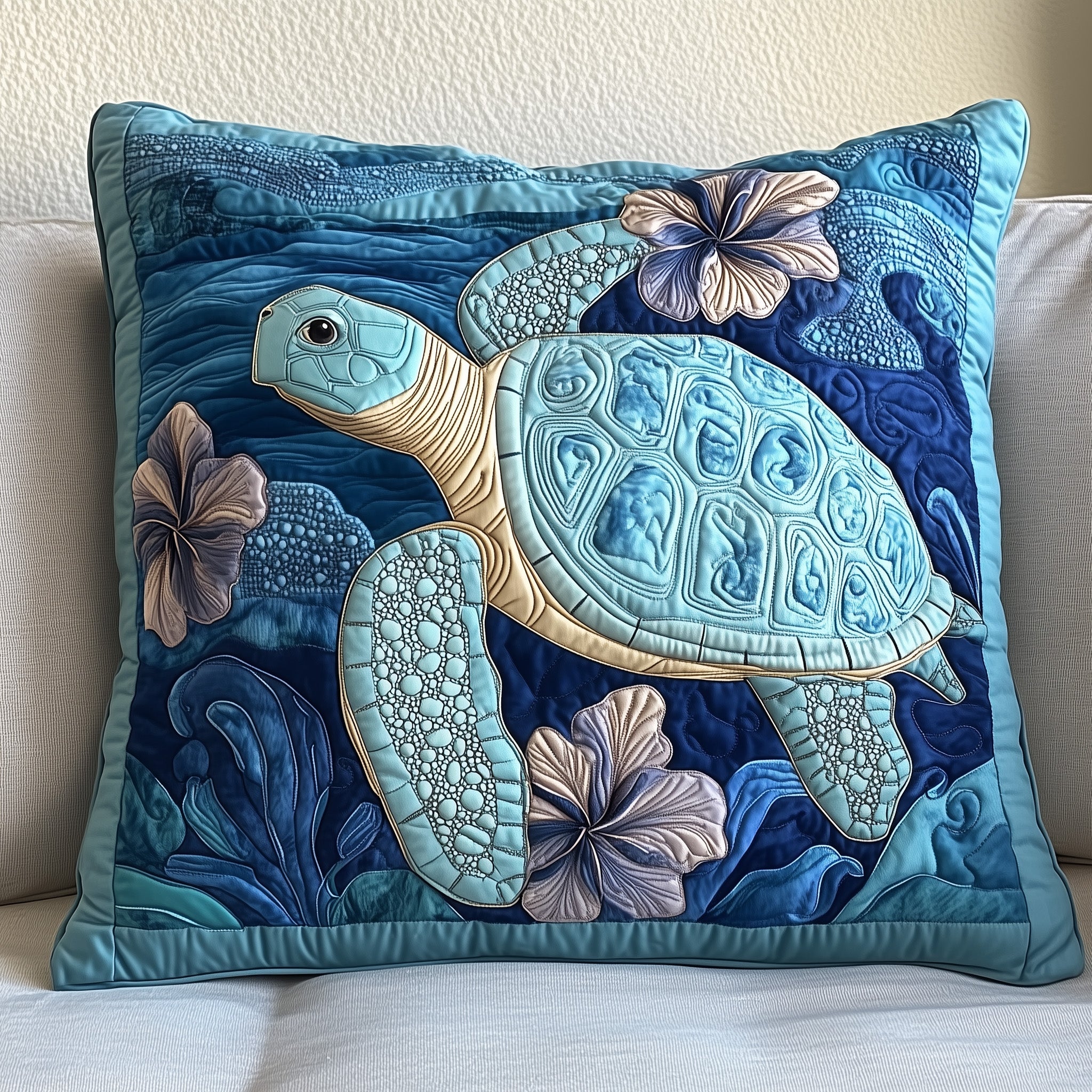 Tropical Turtle Dreams Quilted Pillow Case Sofa Pillows Gifts For Beach Lovers