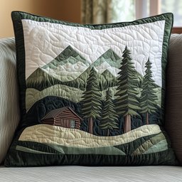 Misty Forest Mountain Quilted Pillow Case Decorative Throw Pillows Gifts For Daughter